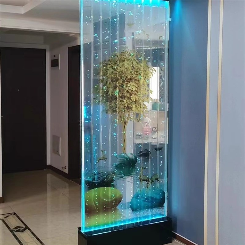 水幕字画款屏风隔断定制客餐厅玄关卫生间半墙水幕墙网红隔断屏风