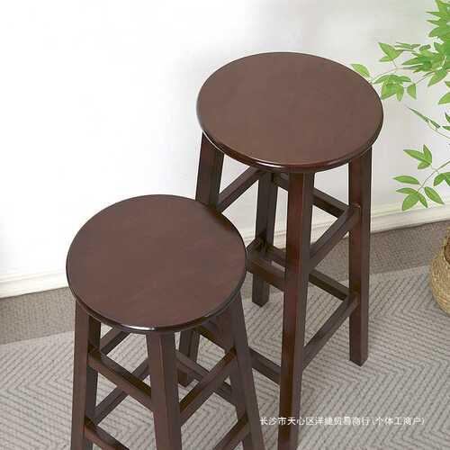 加固实木吧椅酒吧高脚凳奶茶店凳手机店凳商用凳拍照高凳收银台凳