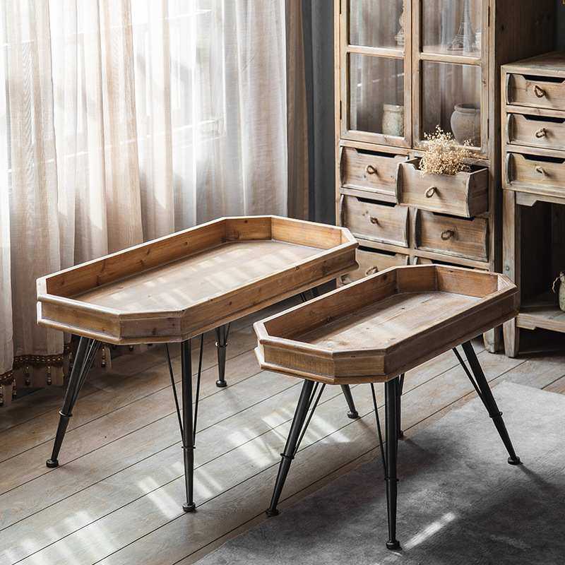 美式乡村复古做旧小茶几简约小户型客厅家用铁艺阳台小桌子极简