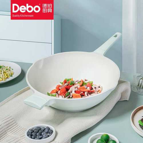 Debo德铂卡姆洛家用无涂层32cm炒锅电磁炉炒菜锅平底不粘锅