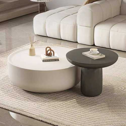 奶油风茶几客厅家用轻法式大小圆形小户型网红设计师简约茶台桌子