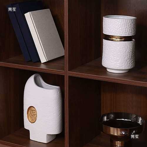 新中式样板间边柜开放格摆件组合软装展厅创意搭配装饰品摆件套装