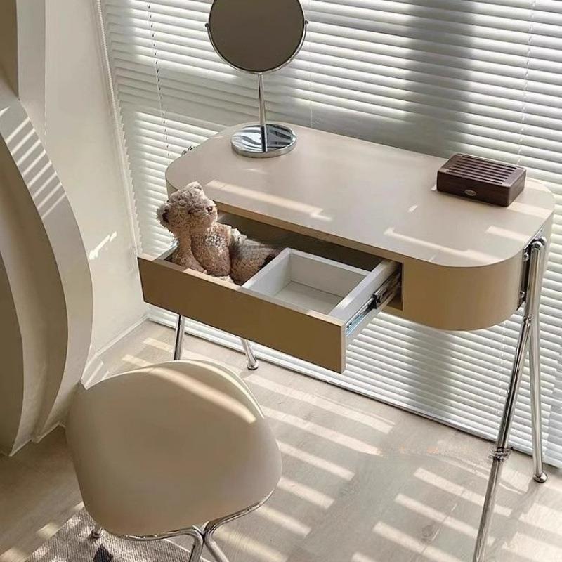 奶油风网红梳妆台北欧轻奢少女卧室小型化妆桌子床头抽屉收纳书桌