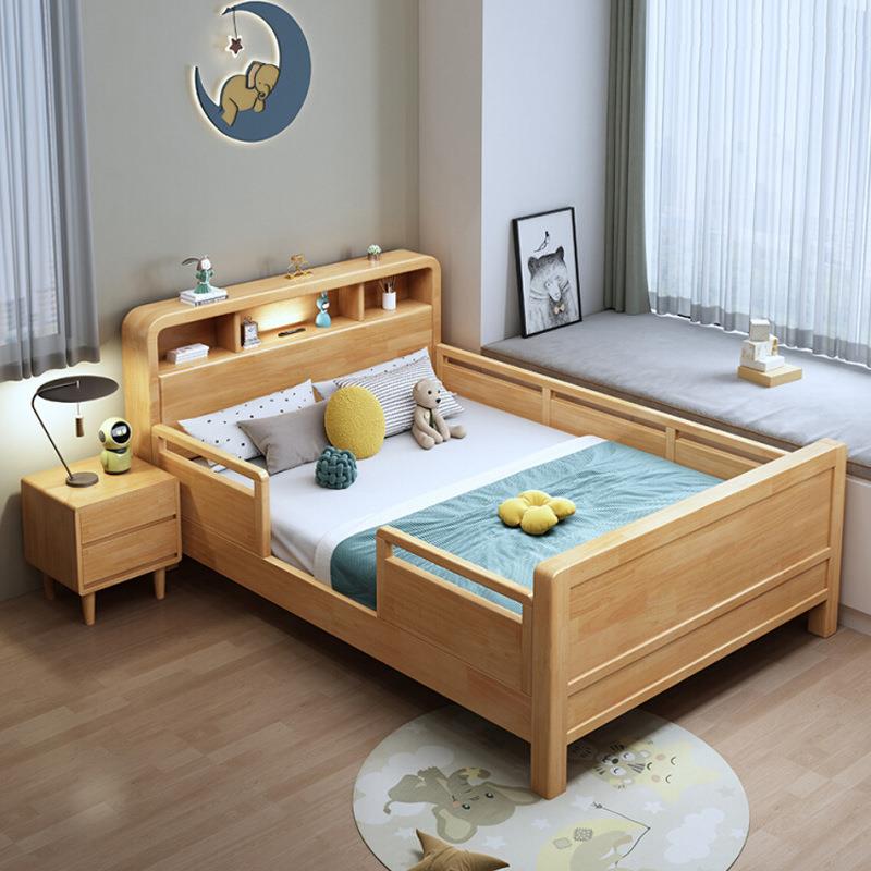 儿童实木床带护栏学生单人床1.0米小孩床1.5拼接床1.35小户型家具
