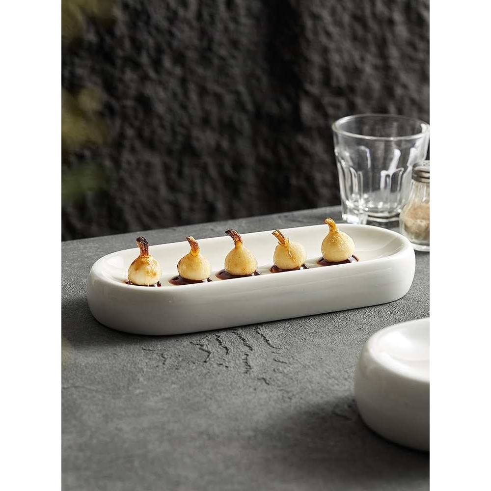 长方形盘子陶瓷感酒店餐具冷菜凉菜点心刺身摆盘装饰糕点托盘