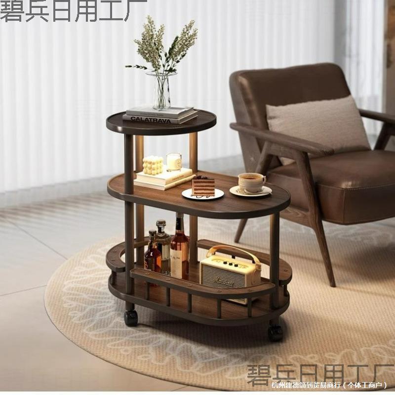 移动边几带轮置物架多层收纳架客厅家用可移动茶几轻奢感角几