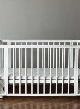 白色方形圆床 可变儿童床带护栏可调节高度 婴幼儿沙发床 带蚊帐