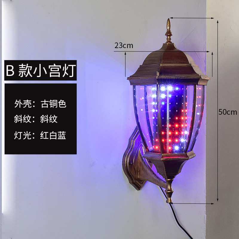 美发转灯LED理发店复古挂壁发廊转灯欧式挂墙罗马小宫灯防水