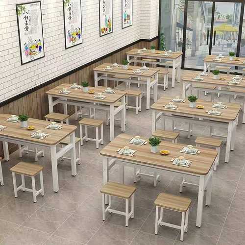 简约现代快餐小吃店餐桌椅组合餐桌小户型家用长方形饭桌吃饭餐桌
