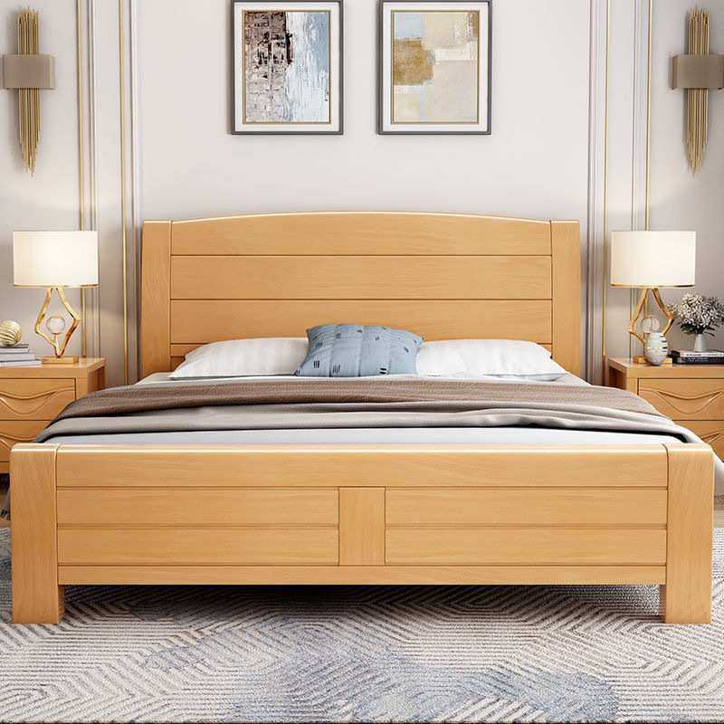 榉木新中式实木床1.8米原木双人床主卧高箱储物婚床1.5米单人床