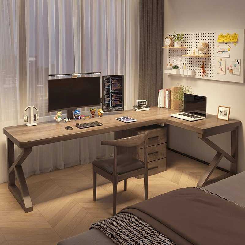 全实木电脑台式桌转角书桌写字台卧室l型工作台家用初中生学习桌