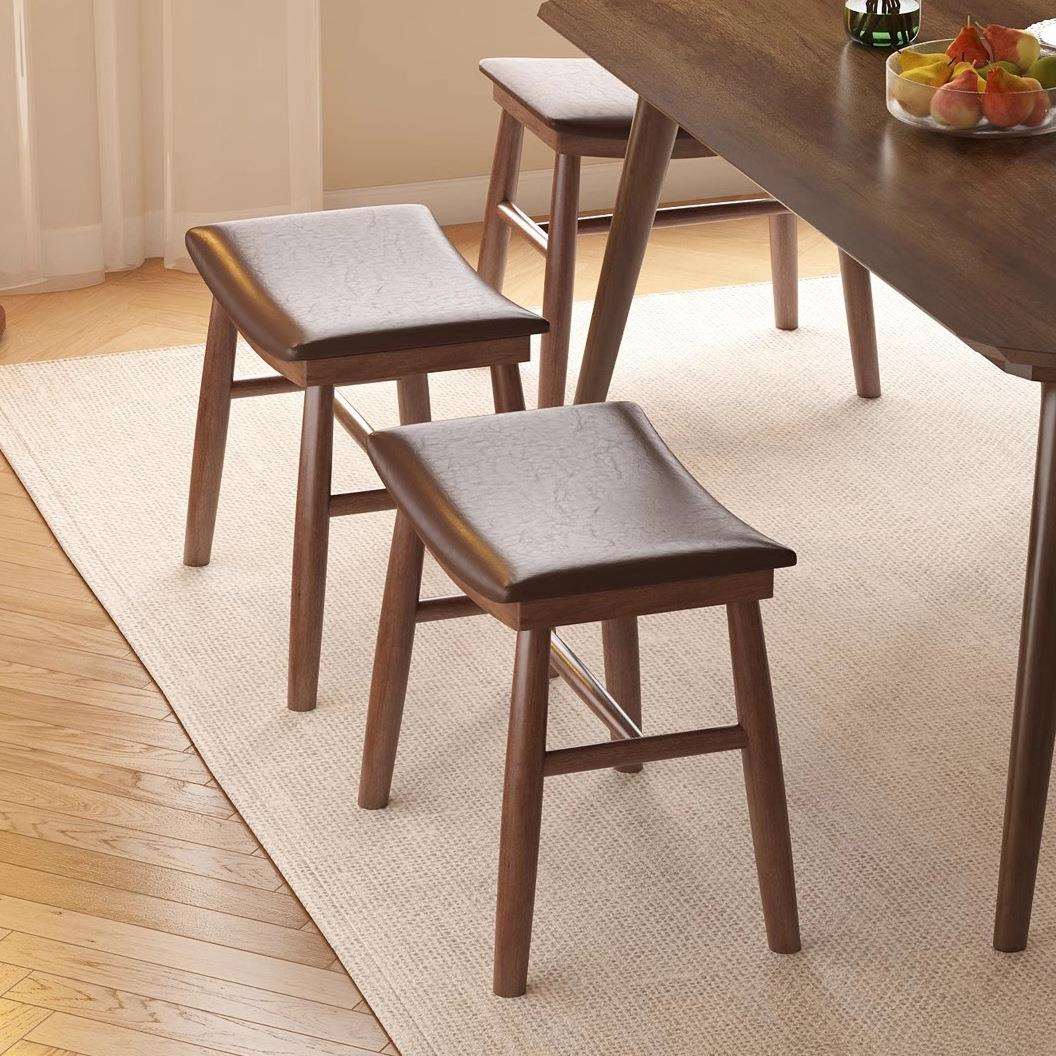 三梦实木茶桌凳家用餐桌凳子马鞍凳餐椅板凳新中式梳妆台化妆椅L^