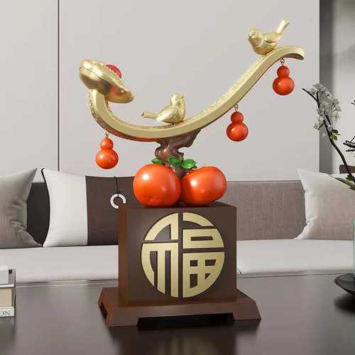 新中式事事如意柿子摆件客厅电视柜酒柜书房玄关办公室桌面装饰品