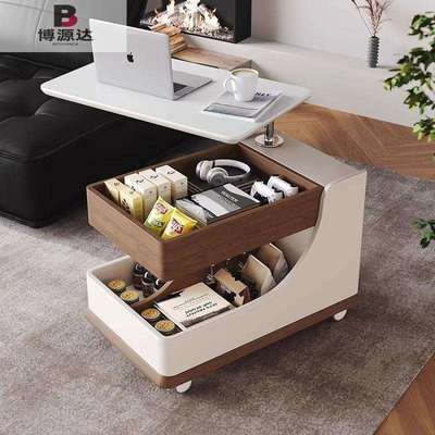 简约可移动岩板茶几客厅家用沙发边几精致多功能小推车升降茶几