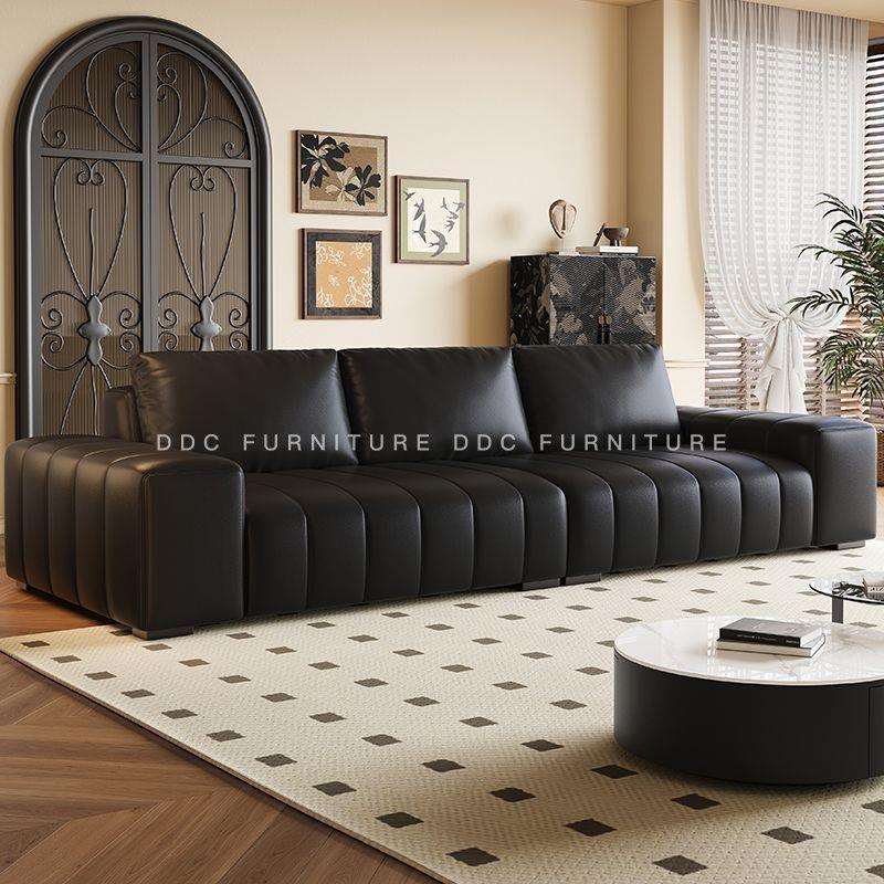 意式极简钢琴键沙发皮艺现代简约小户型客厅酒店民宿商务会客沙发