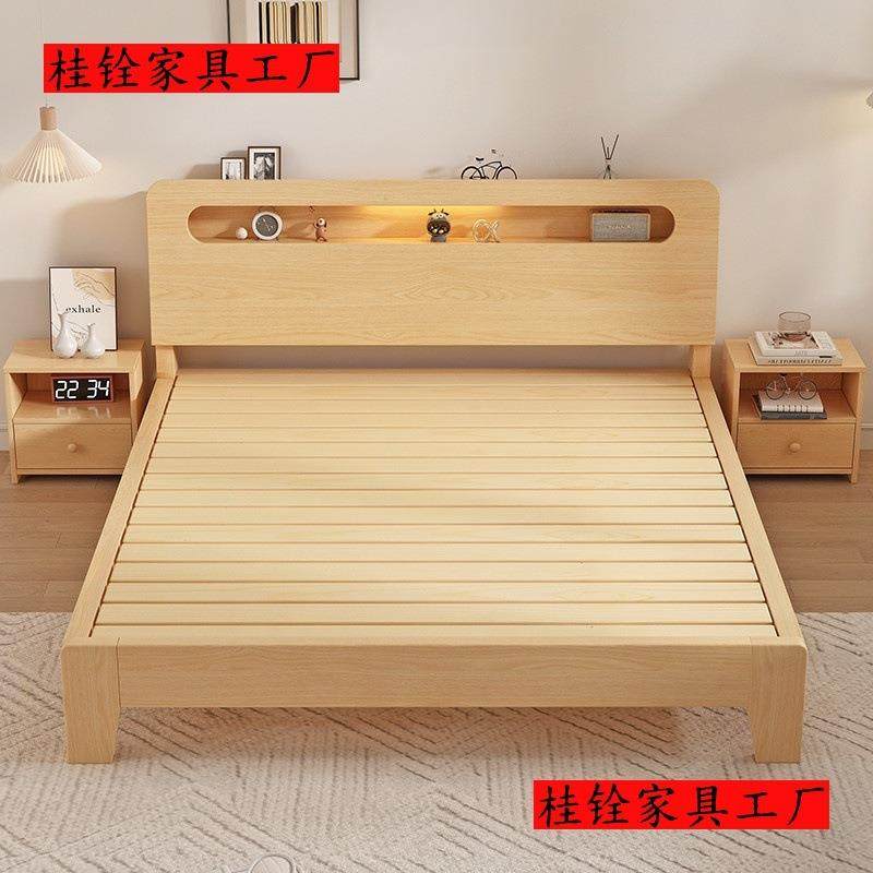 实木床1.5米双人床家用1.8米现代简约出租房经济型1.2m单人床架厂