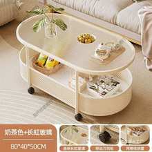 奶油风轻便可移动边几小户型客厅茶几沙发侧边带轮简约收纳小推车