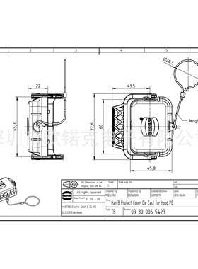 HARTING浩亭09300065423哈丁矩形工业重载连接器护罩接头保护罩