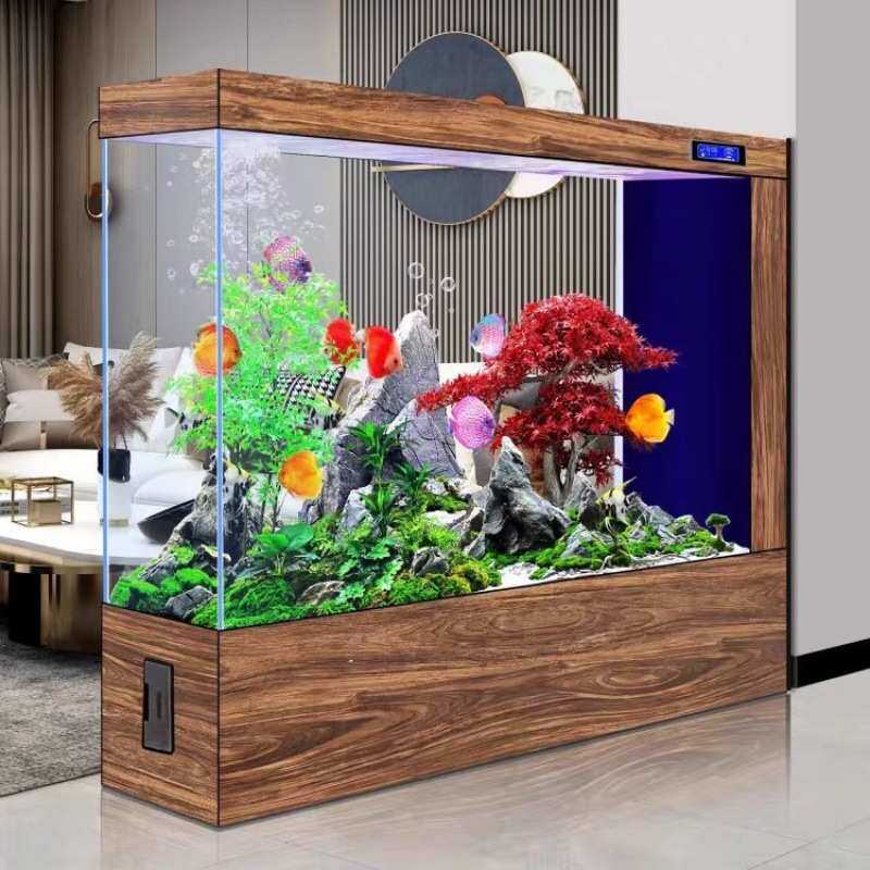 超白玻璃方形鱼缸客厅家用新款屏风隔断免换水族箱懒人生态金鱼缸