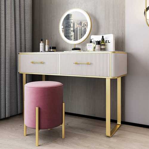 意式极简轻奢梳妆台小户型化妆桌凳子卧室化妆台带灯影楼妆台