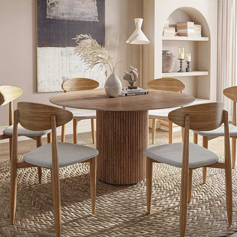 日式简约实木圆餐桌  原木奶茶店桌子椅子  家用小户型餐桌椅组合