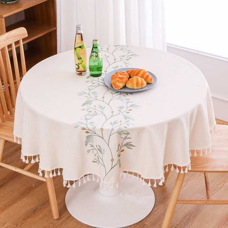 新款圆形流苏花边桌布现代简约家用客厅茶几餐桌布盖布代发