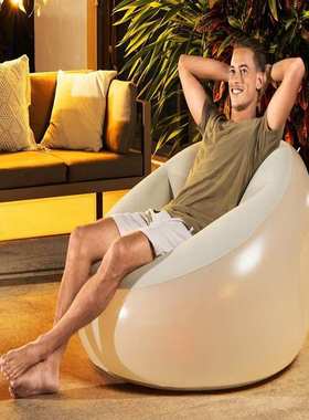 Bestway75085 单人植绒靠背充气沙发 内置LED灯彩色充气凳 懒人沙