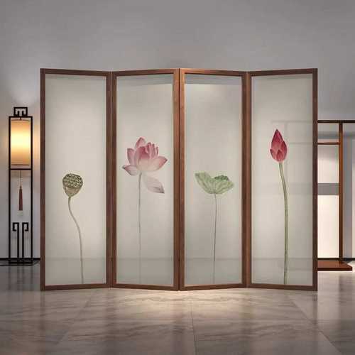 新中式屏风折叠移动实木隔断客厅简约现代办公室酒店玄关遮挡折屏