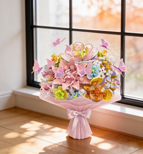 积木花束永生玫瑰花朵手工拼装礼物DIY送男女生高颜值节日礼物