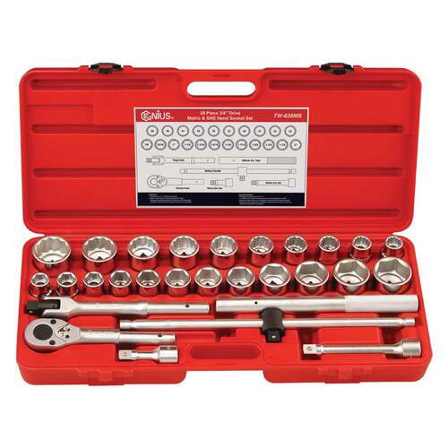 总工具3/4系列28件套公英制重型套筒扳手组TW-628MS