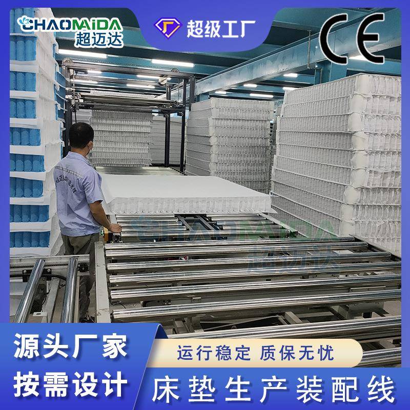 床垫生产线全自动叠高机自动流水线生产线平移式滚筒输送机