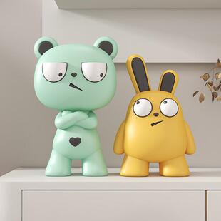 卡感酒柜摆件电视油柜奶风软装客厅玄YB-MD-50关书柜酷可爱萌熊装