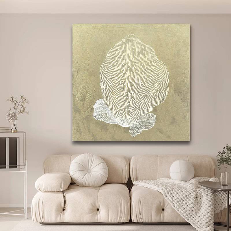 纯手绘抽象油画贝壳珍珠沙发背景客厅卧室画玄关餐厅肌理装饰画
