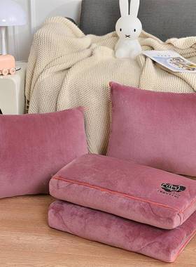 长方形抱枕被子两用加保暖办公发室厚午叠睡被可折沙靠枕靠F77TJS