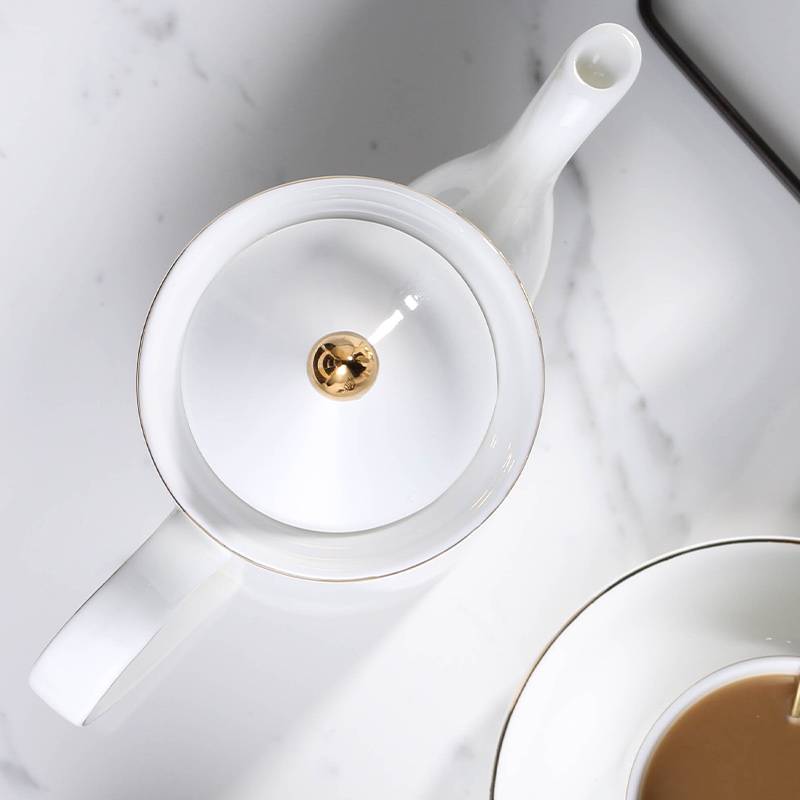 陶瓷茶壶家用大容量欧式白色茶壶陶瓷茶壶单壶泡茶沏茶壶花茶壶