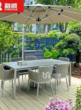 户外椅桌庭院露天带伞高端墅别花藤园AXJ凉亭休闲藤椅组合室外编家具