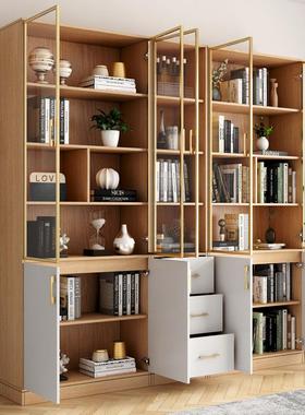 乐示式书柜书落架地书橱现储代简约带玻璃门文77332件展柜收纳物