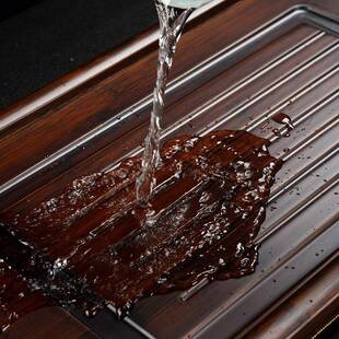 九竹盘台新款胡桃色竹制茶盘排水家用中平板茶JZ-578海约茶简茶托