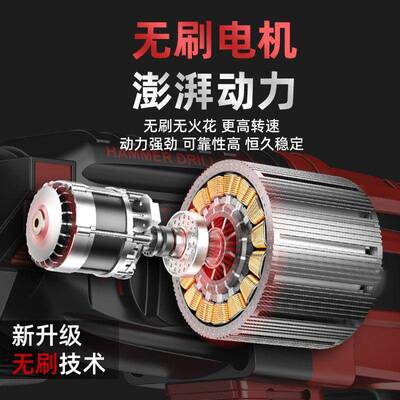 大译无冲刷锂电电电锤混凝LUZ电土多功能锂电击钻钻重型充电镐三
