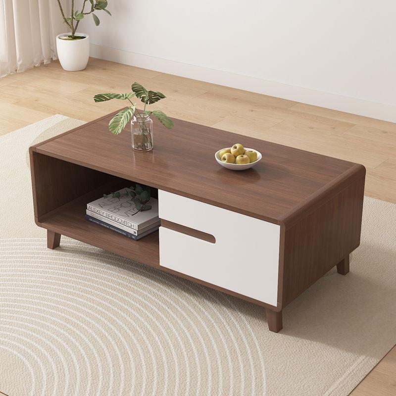 圆角茶几色桌客厅小户型家用中式现代简约胡桃色原木IVC茶几实木