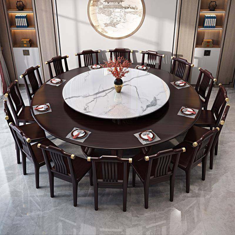 新中店式实木餐饭桌大圆桌圆酒店全实木饭电磁炉桌CZ.131PL12人家