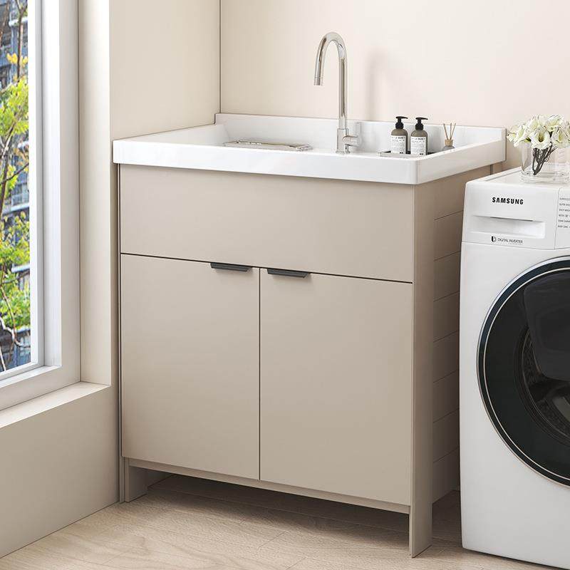 阳台洗衣室柜组合带浴搓板太空WSF铝水槽小户型单柜洗台手池盆新