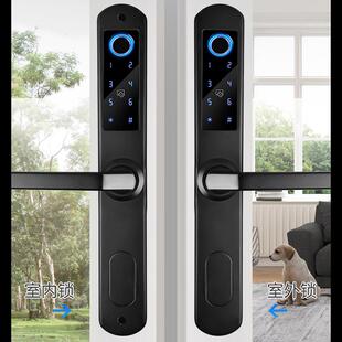 指纹锁断桥铝防水3D010不锈钢庭双面指纹锁院门门户外4大电子密码