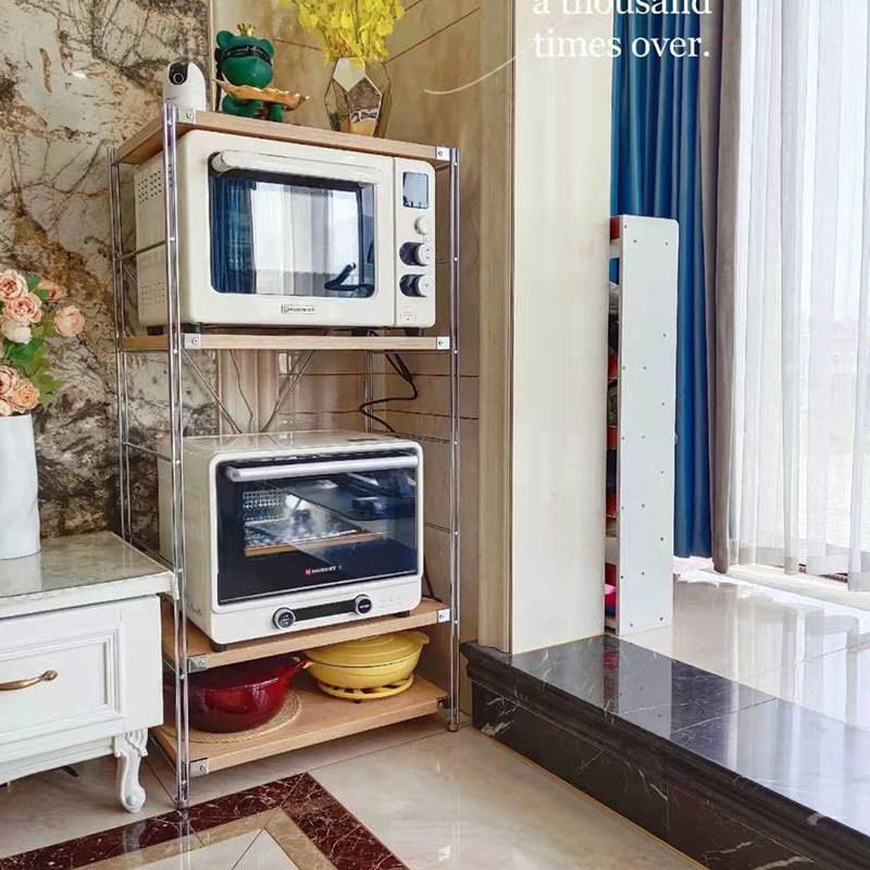 日式铁艺置物架落地置物柜书架餐边柜玄关层架厨房微波炉储物雯沃