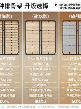 源头拉扣主次结卧黑色储物高箱婚床HKZ双床床人床1.8米软