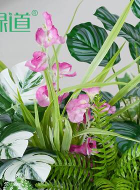 【HC-AT7】仿真绿植造景组合阳台景观布置植物橱窗仿真花装饰摆件