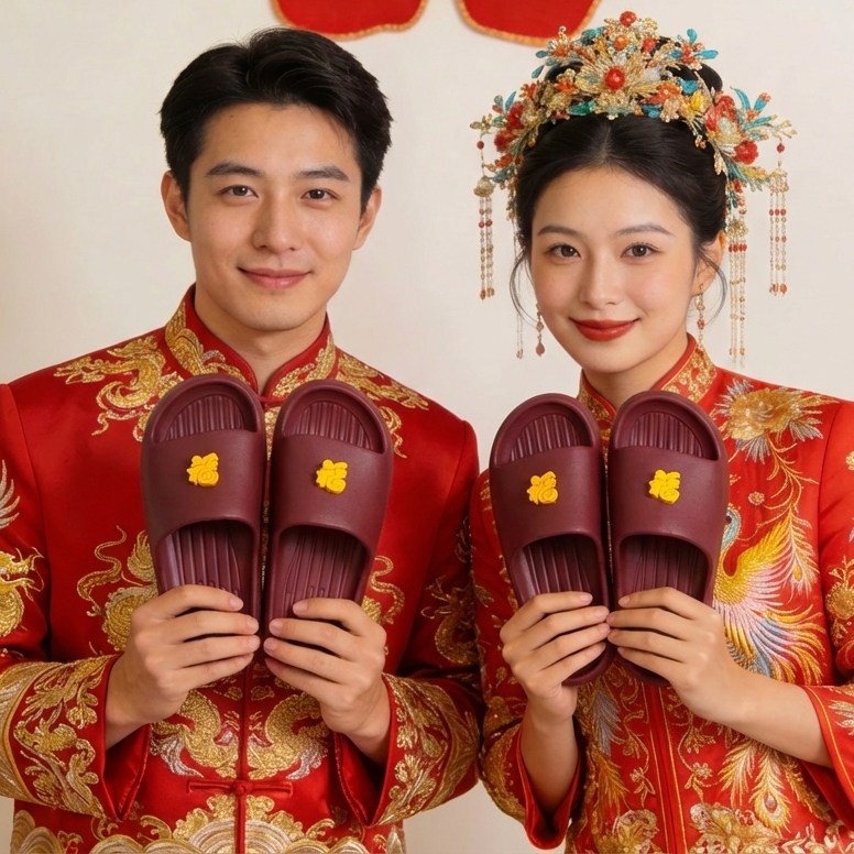 婚嫁拖鞋男女一对红色福字新郎新娘凉拖结婚喜庆高级感情侣家用鞋,居家布艺,居家婚庆拖鞋,淘宝优惠券,粉丝福利购,淘宝优惠卷