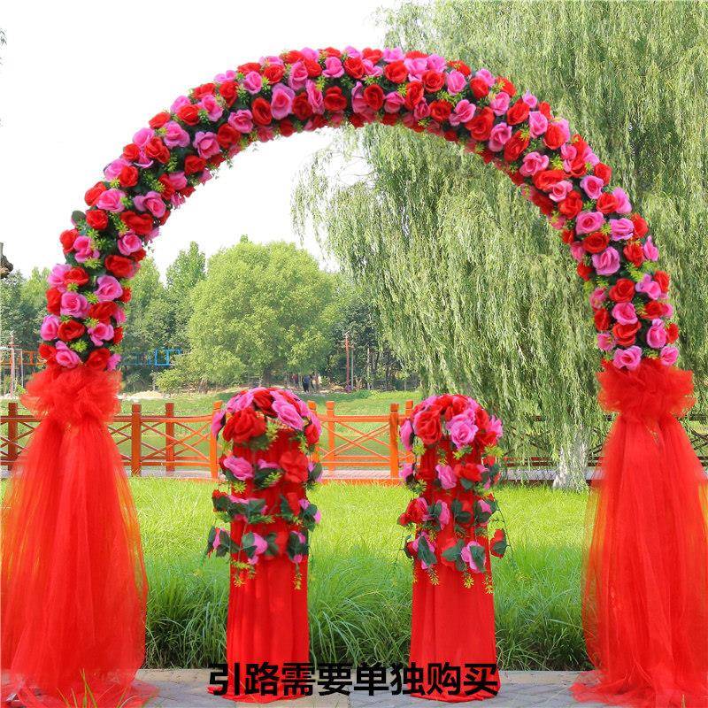 婚庆拱门结婚花门业店庆典绢花05655开拱门新款喜礼庆环典装饰绢