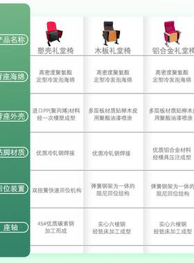 礼堂排椅胶壳款校带写字板学用椅HM-6607子椅报告厅座椅会议室排