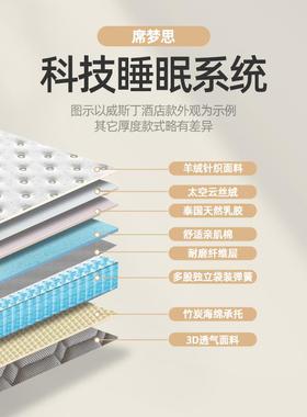 床垫乳胶51.3乘1.9?米酒家用民宿20883cm厚店弹簧席梦思加硬尺寸